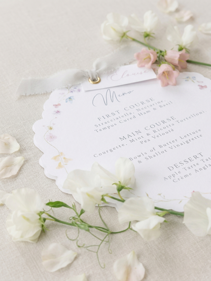 Meadow Scallop Menu with Name Tag
