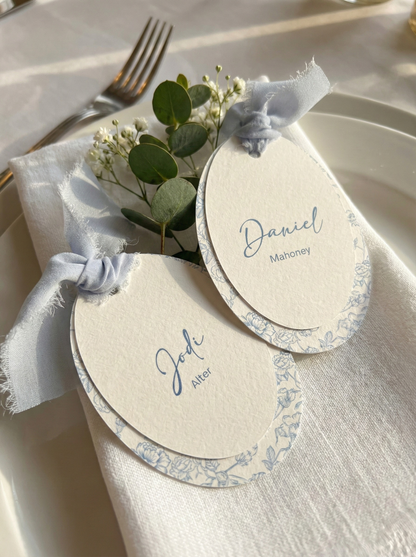 Bordeaux Oval Wedding Place Cards